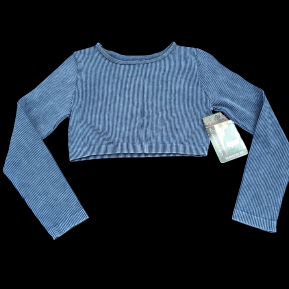 Blue ribbed crop top